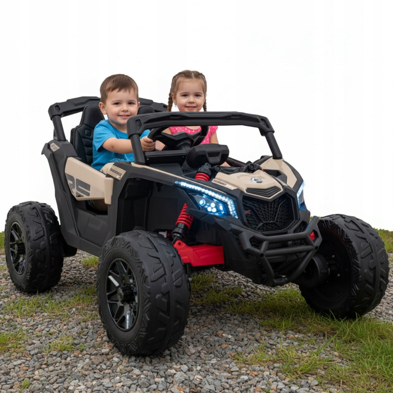 AUTO BATTERY OPERATED BUGGY MAVERICK ATV CAN-AM FOR CHILDREN 4x4 LED FAUX LEATHER