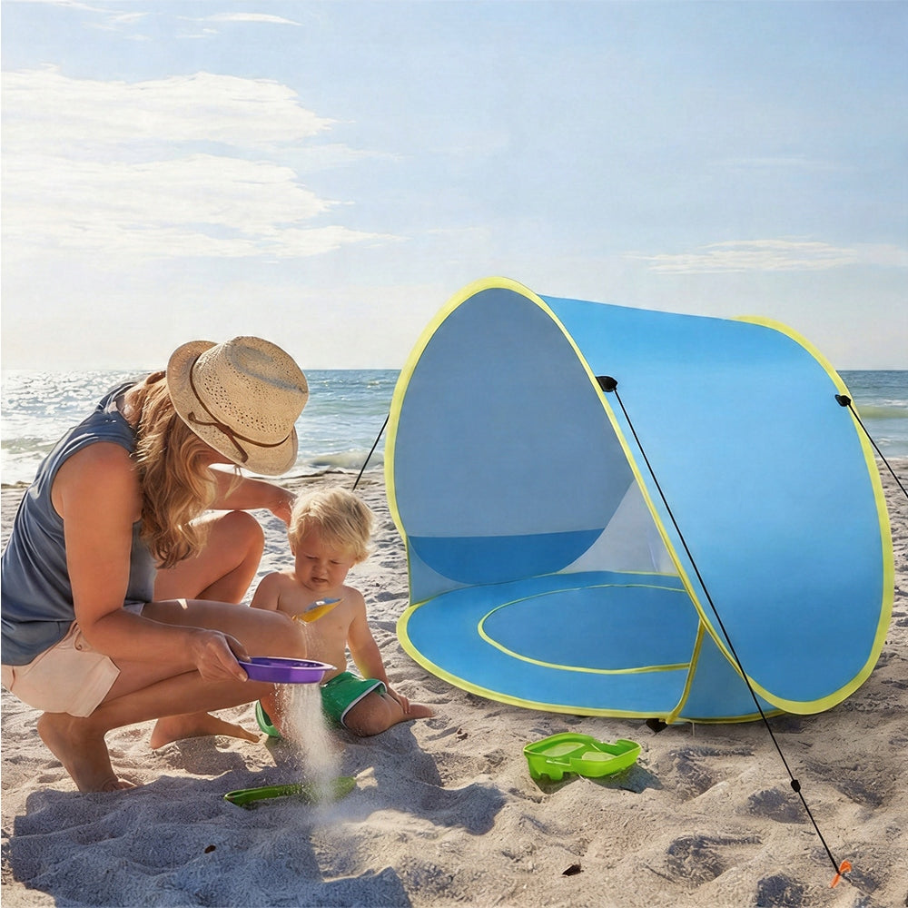 AUTOMATIC BEACH TENT WITH SWIMMING POOL FOR CHILDREN UPF50+ UV PROTECTION Packaging status original
