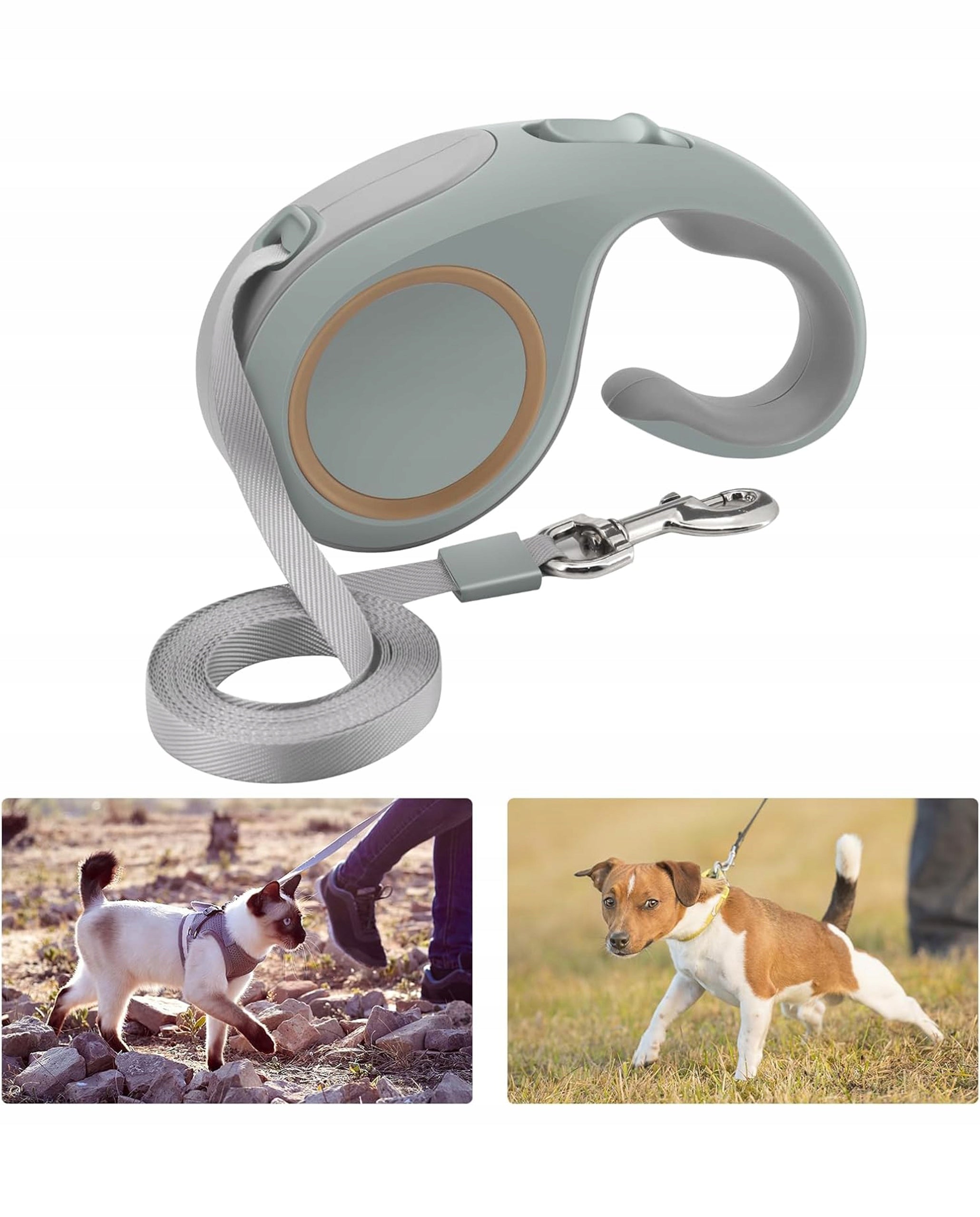 AUTOMATIC DOG LEASH Tape Long Strong Green Handle Rope Fazoo 5m Kind automatic