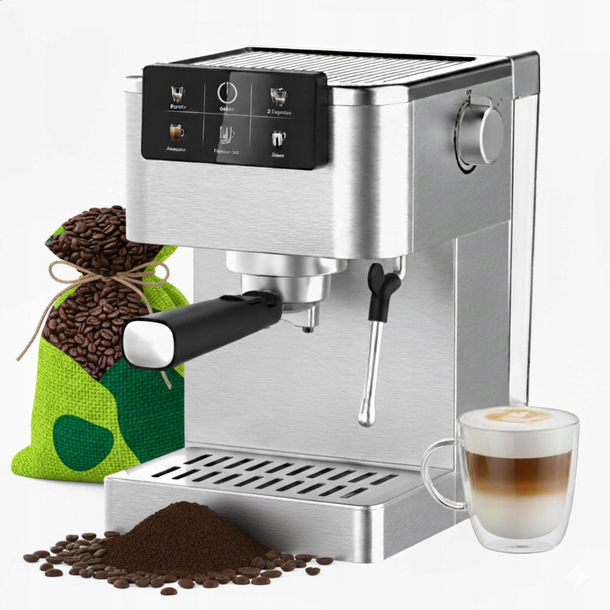 AUTOMATIC FLASK PRESSURE COFFEE MAKER 5FUNCTIONS POWERFUL 3100W 20BAR