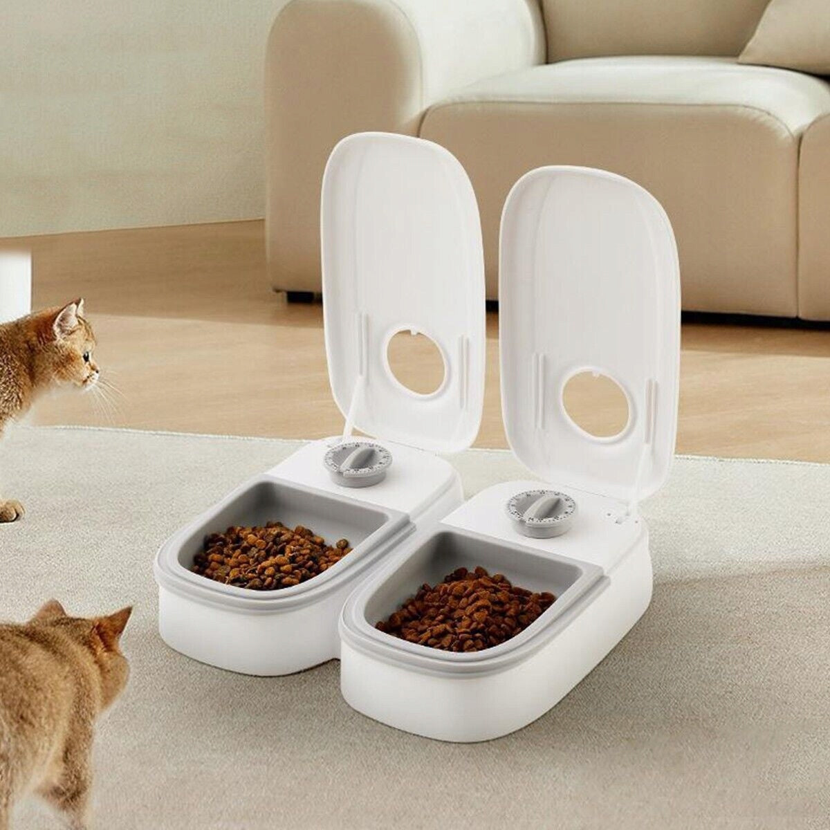 AUTOMATIC FOOD DISPENSER FOR CATS AND DOGS 2 MEALS WITH AN HOUR TIMER Manufacturer code 6PT0096GY901