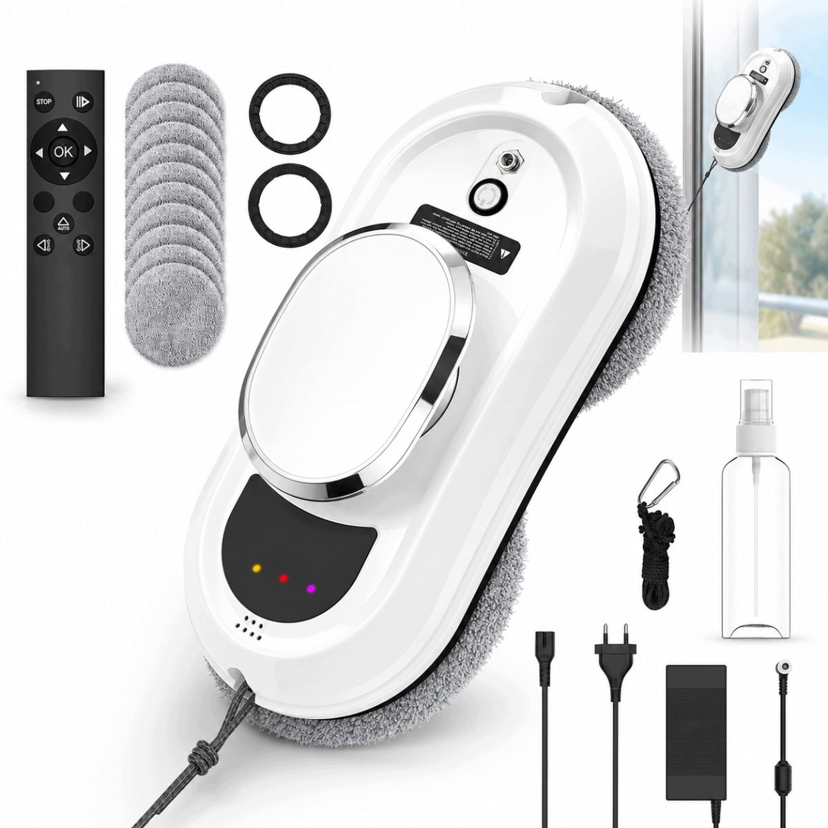 AUTOMATIC INTELLIGENT ROBOT FOR CLEANING MIRROR WINDOWS SET WITH REMOTE CONTROL