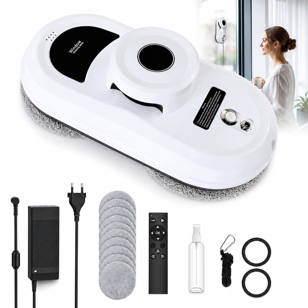 AUTOMATIC INTELLIGENT ROBOT FOR CLEANING MIRROR WINDOWS SET WITH REMOTE CONTROL