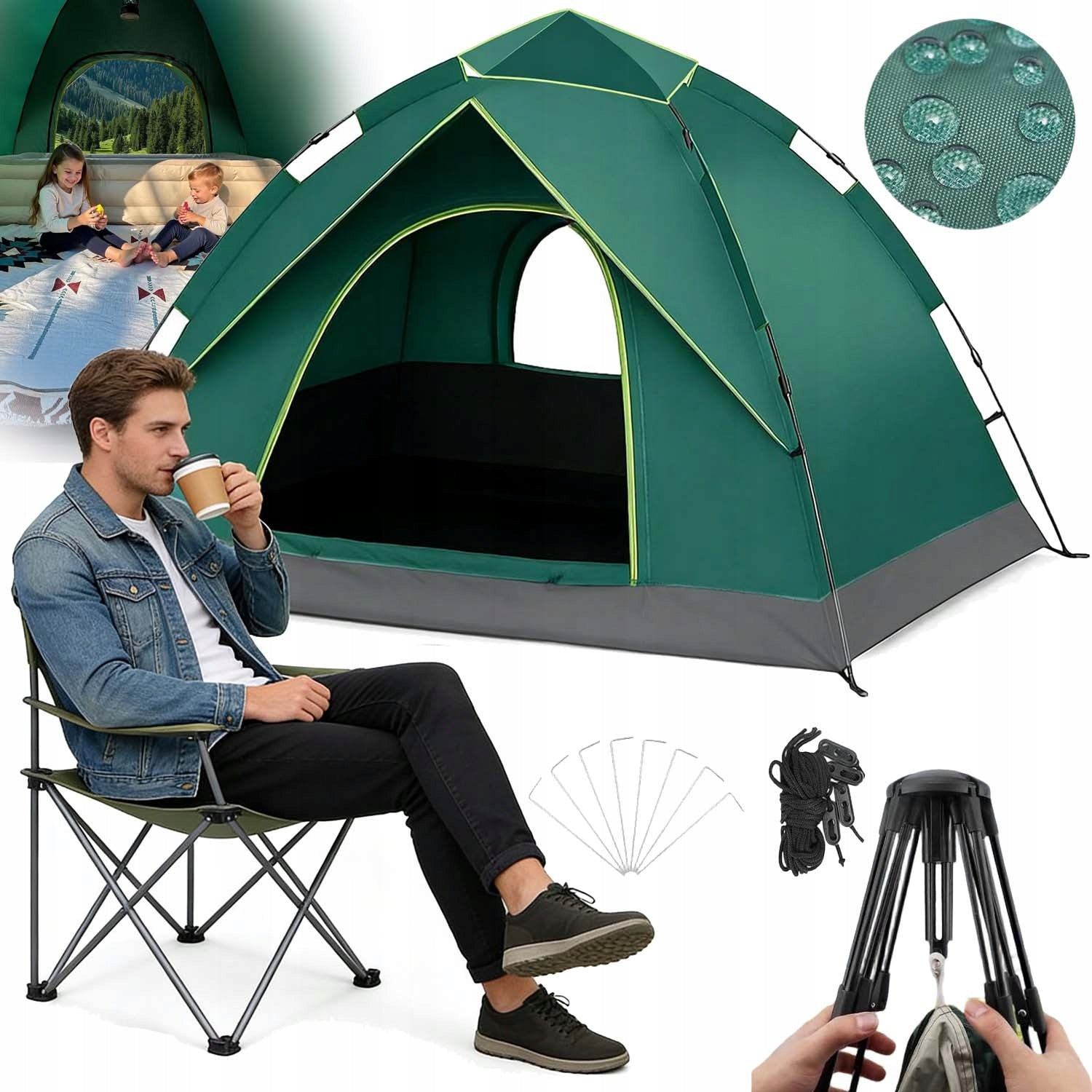 AUTOMATIC OUTDOOR CAMPING TENT QUICK OPENING UV PROTECTION LIGHT