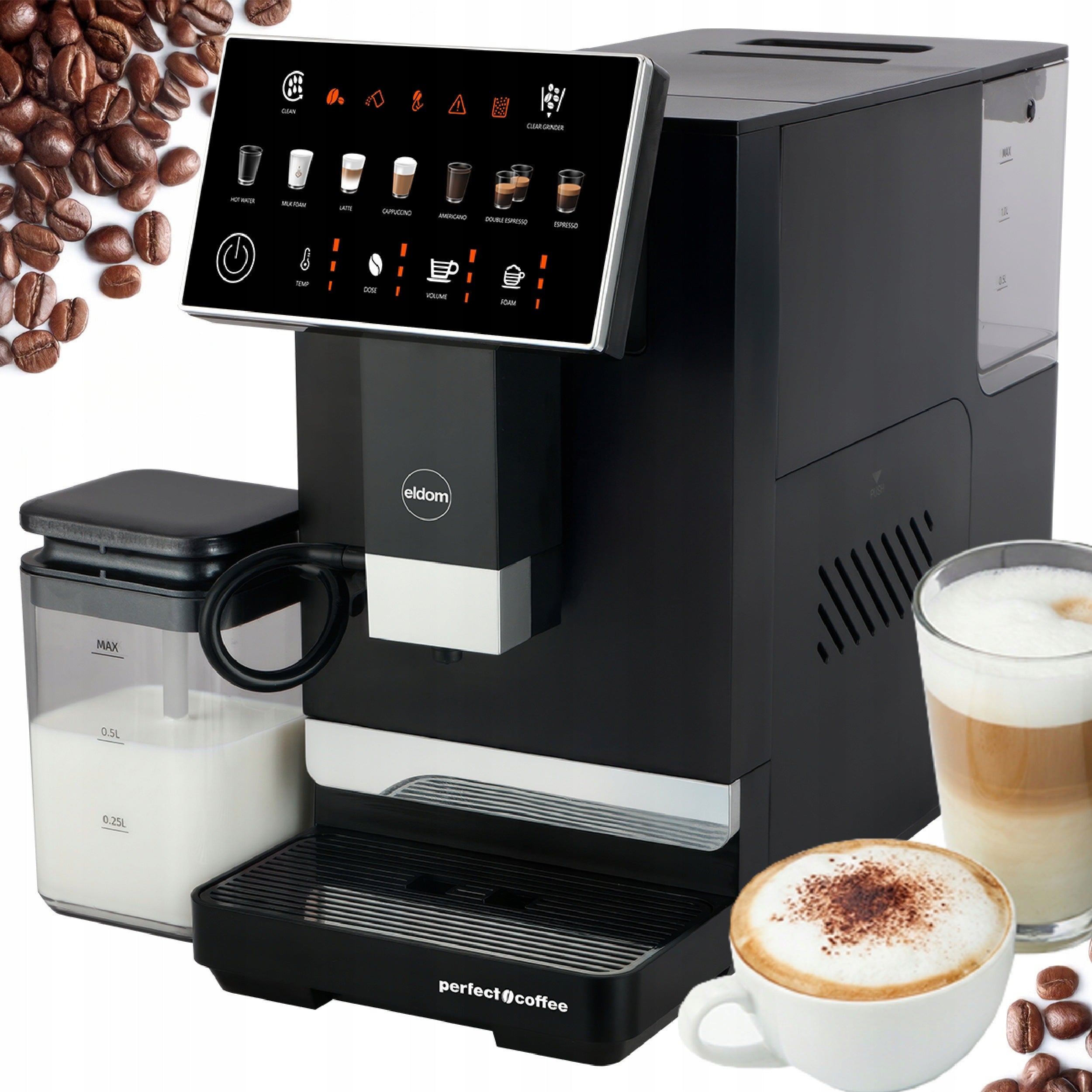 AUTOMATIC PRESSURE COFFEE MAKER 20BAR 1400W GRINDER+FOAMER ECA10