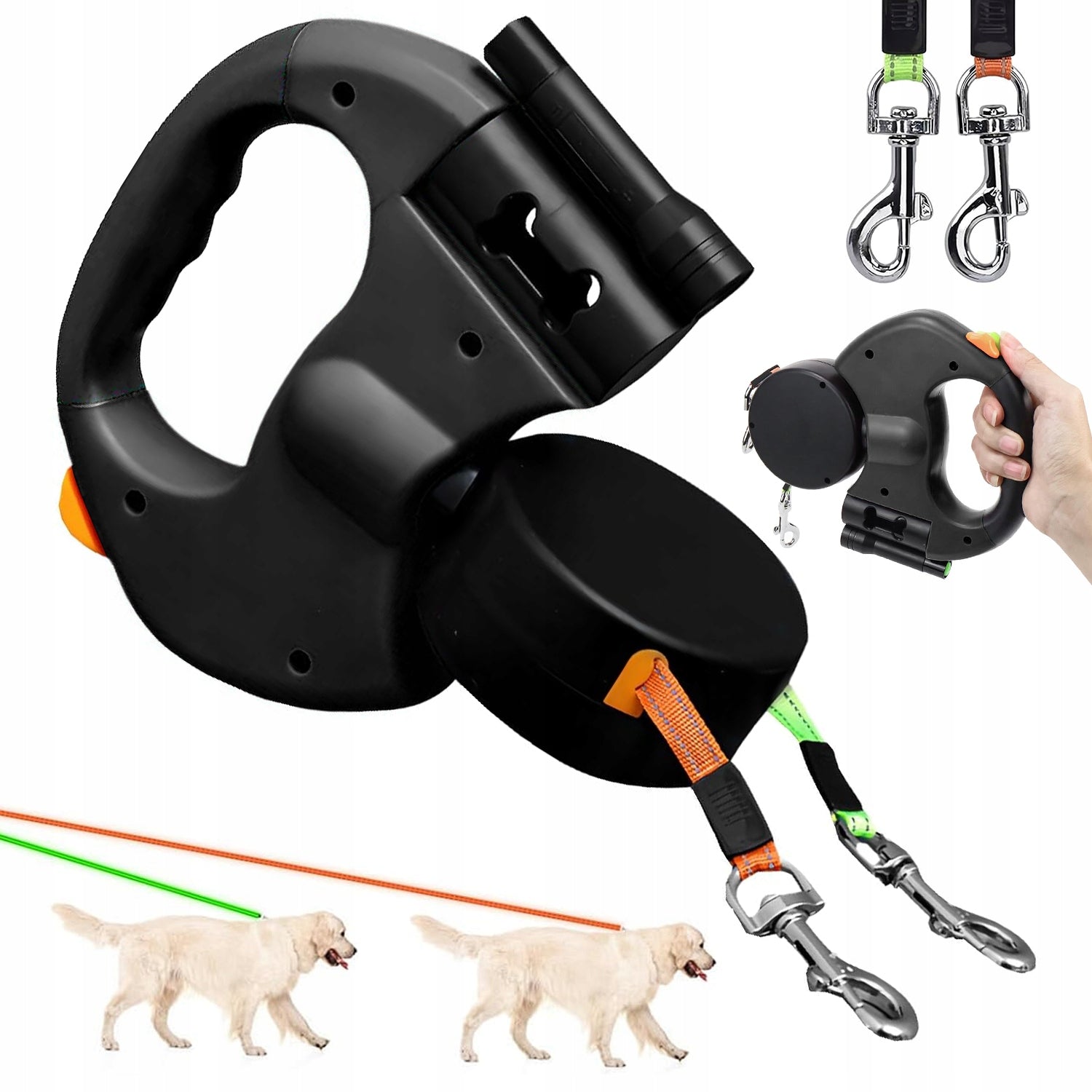 AUTOMATIC RETRACTABLE LEASH 3M LED SWIVEL BUCKLE 360° FOR DOG UP TO 13.6KG