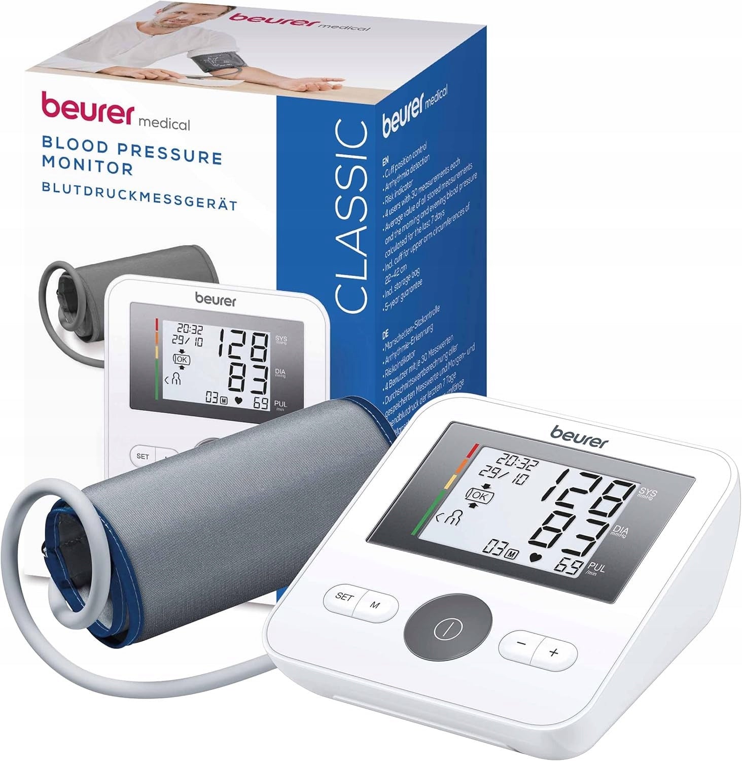 AUTOMATIC SHOULDER BLOOD PRESSURE MONITOR WITH ARRHYTHMIA AND MEMORY DETECTION