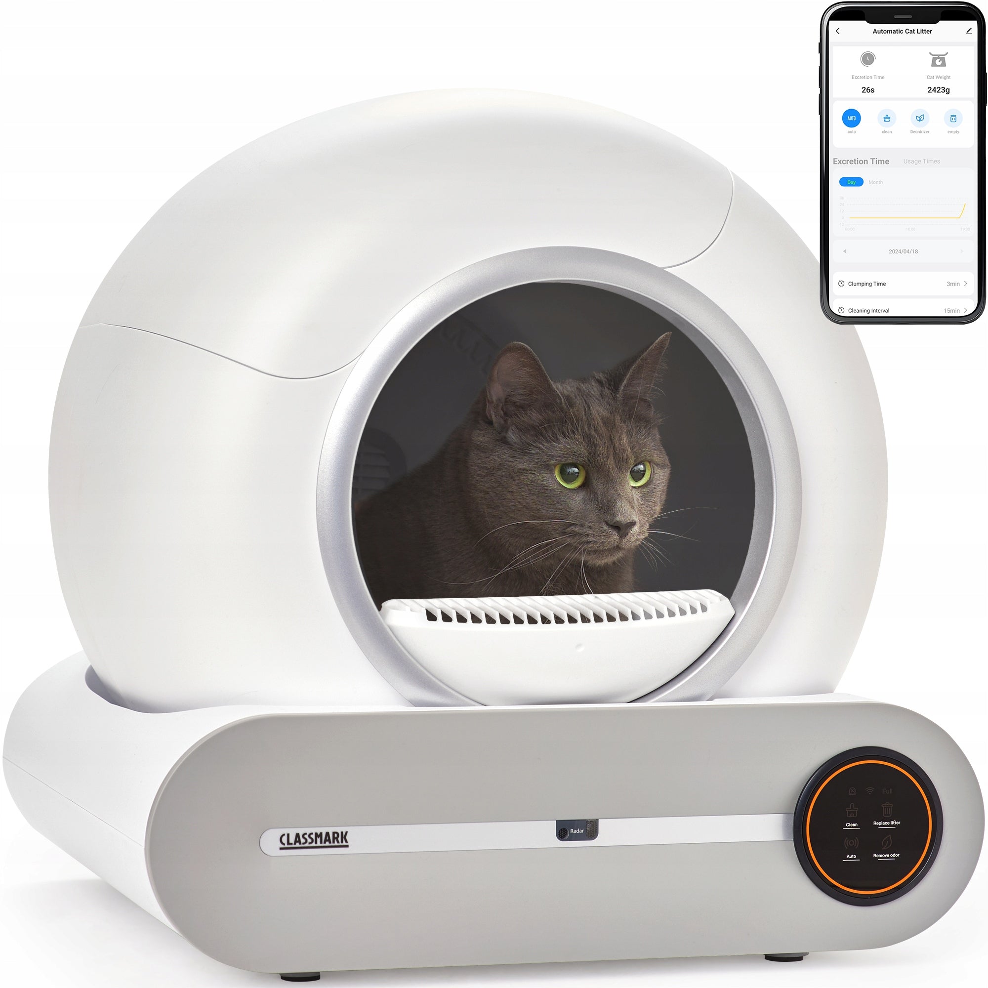 AUTOMATIC SMART WI-FI SELF-CLEANING LITTER BOX FOR CAT 30 DAYS UNCHANGED