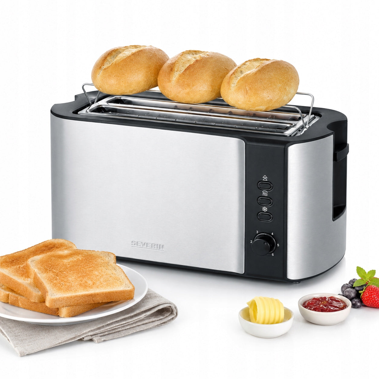 AUTOMATIC TOASTER 4 TOAST 1400W LONG CHAMBER GRATE SEVERIN AT2590