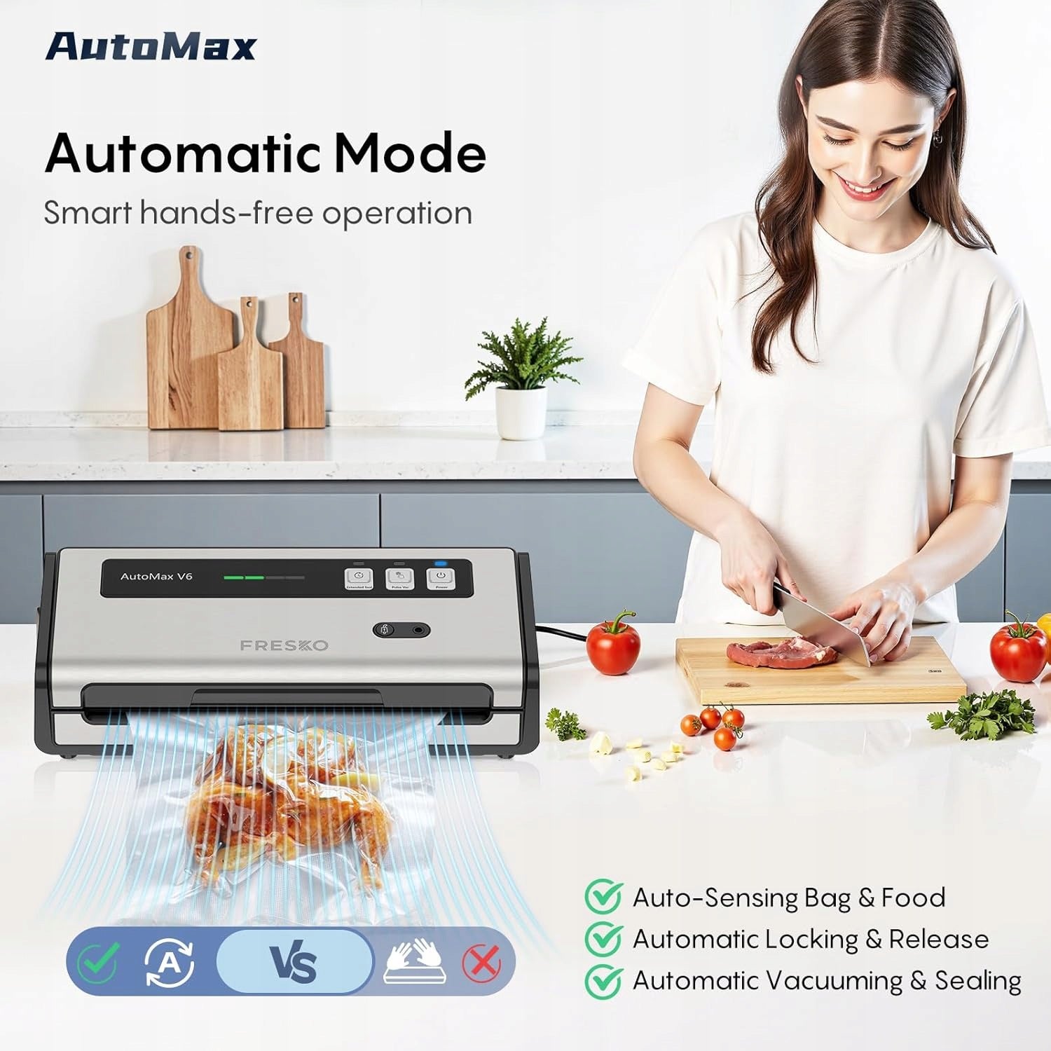 AUTOMATIC VACUUM WELDING MACHINE 140W DOUBLE WELDING KNIFE FRESKO V6 Packaging status original