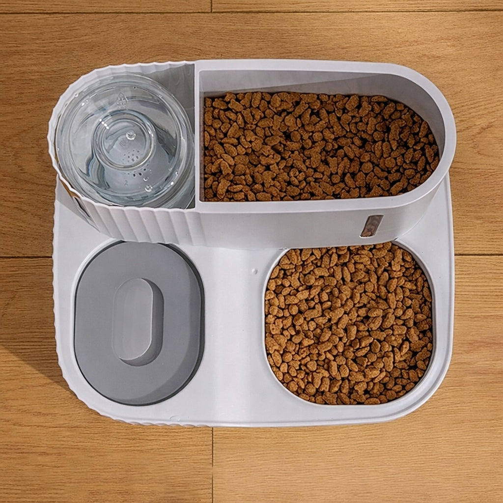 AUTOMATIC WATER AND FOOD FEEDER CAT AND DOG DRINKER BOWL 2IN1 Color white