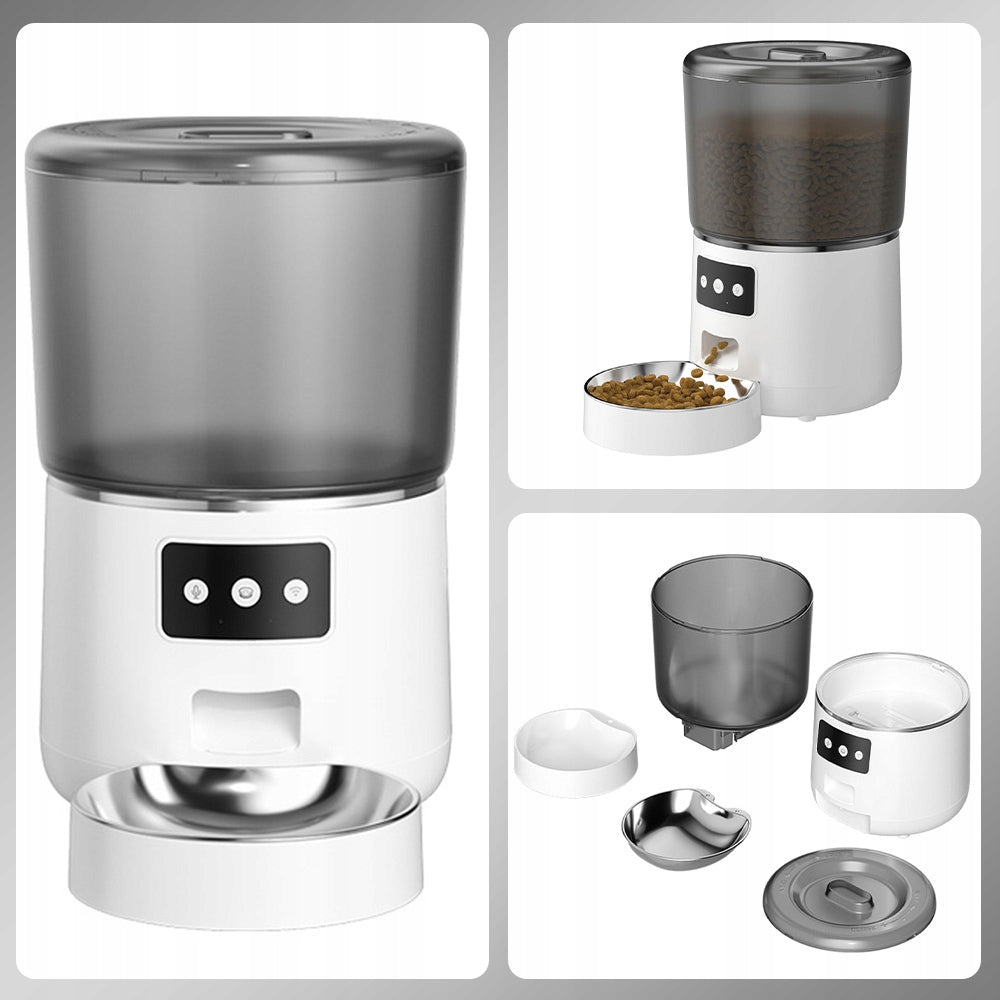 AUTOMATIC WIFI PET FEEDER CAT DRY FOOD DISPENSER WI-FI 4L Material made from a synthetic material