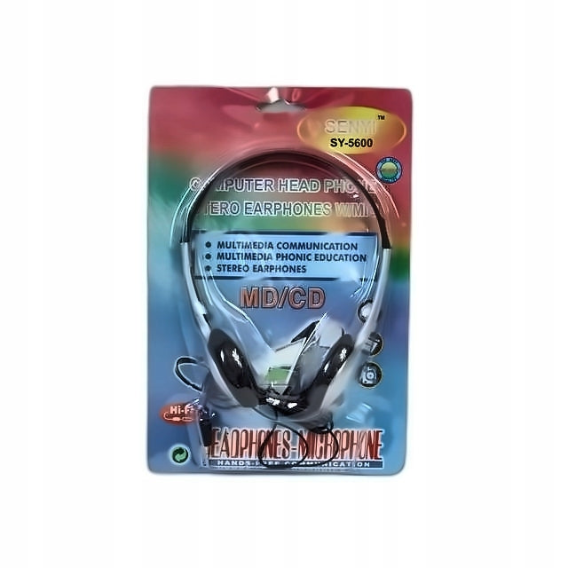 AUX Black On-Ear Headphones with Adjustable Earmuffs