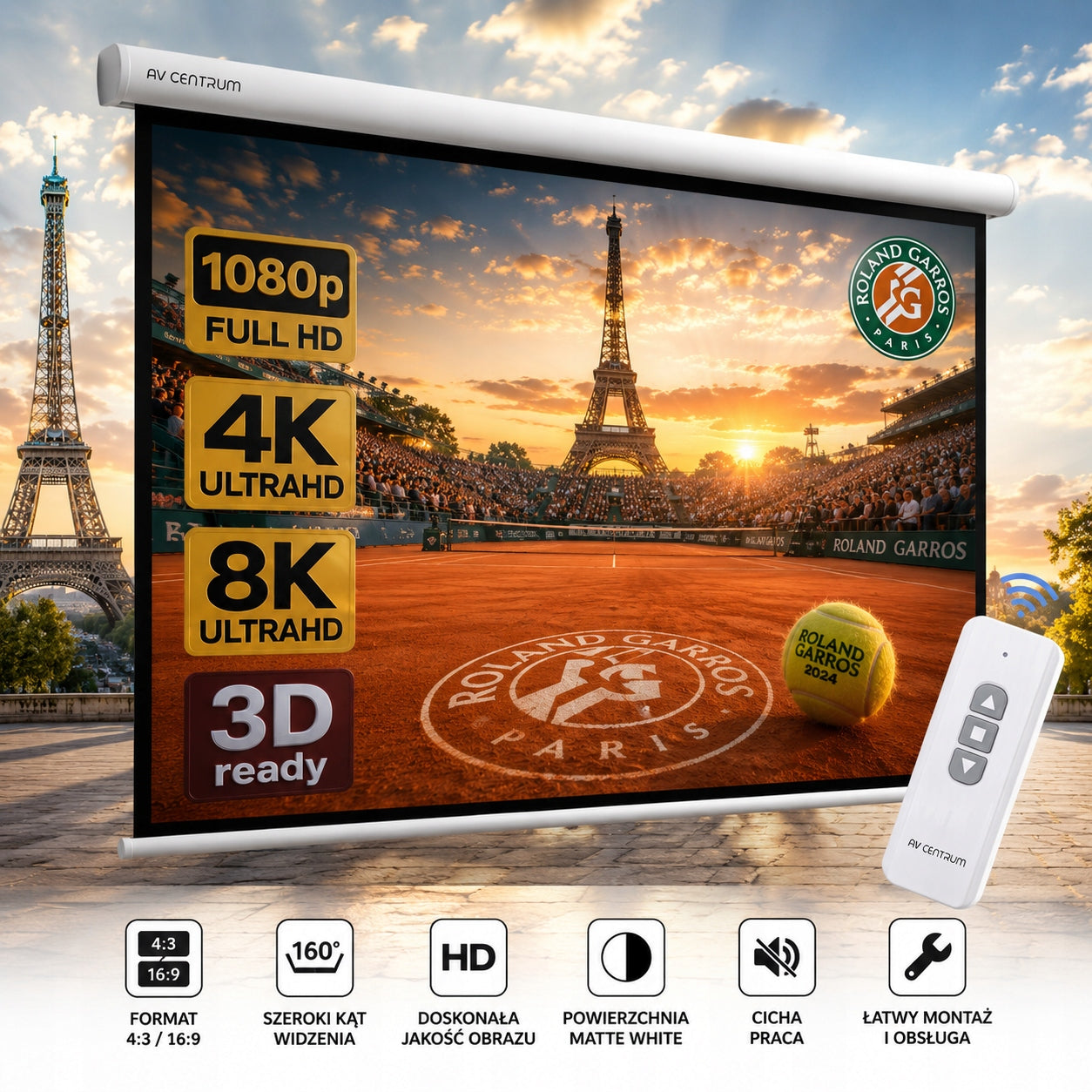 AVC-E301 150" 300x220 AVCENTRUM ELECTRIC WALL PROJECTION SCREEN Packaging status original