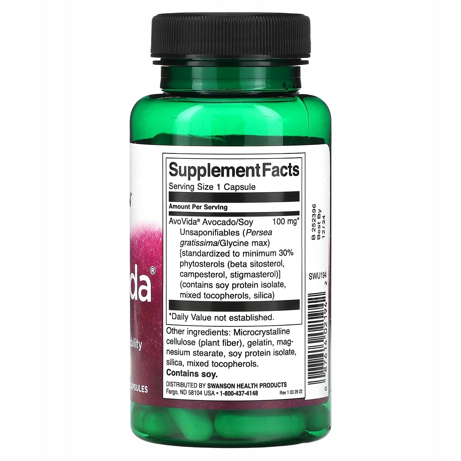 AVOCADO AND SOY SWANSON AvoVida ASU 100 mg Extract 30% Phytosterols 60 kaps. Medical device no