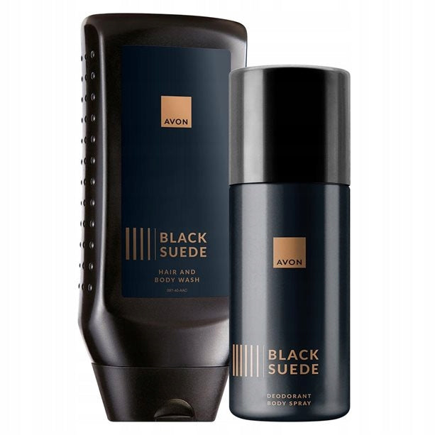 AVON BLACK SUEDE SET OF 2 COSMETICS GEL + DEODORANT FOR HIM