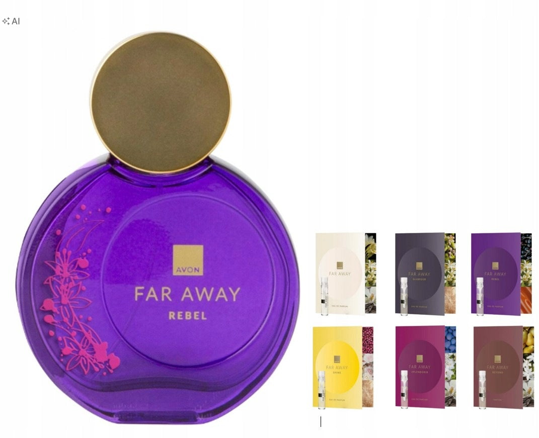AVON FAR AWAY REBEL EAU DE PARFUM 50ml +Far Away sample set FREEBIE
