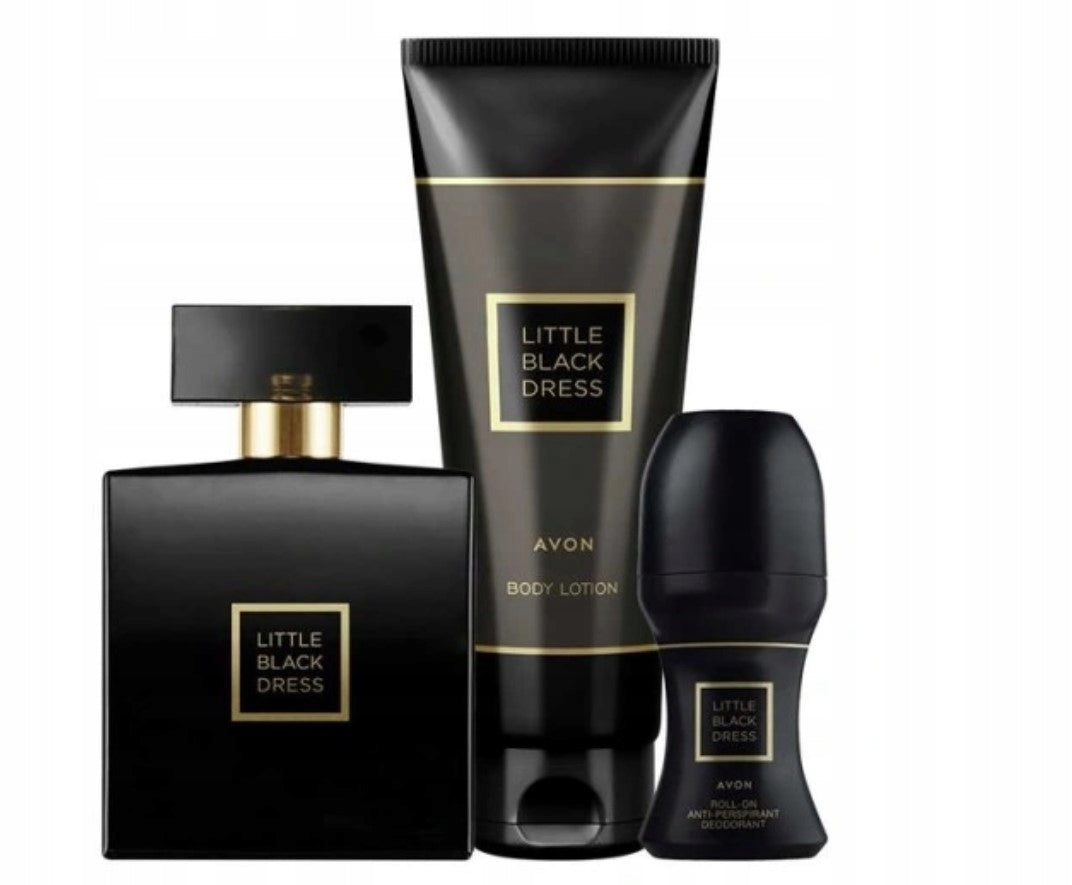AVON LITTLE BLACK DRESS Eau de Parfum SET 50ml_balsam_deo+Bag Brand Avon