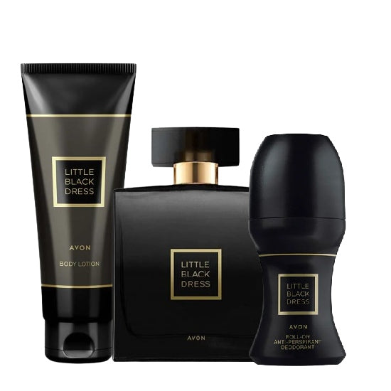 AVON LITTLE BLACK DRESS Eau de Parfum SET 50ml_balsam_deo+Bag Manufacturer code 77440-98