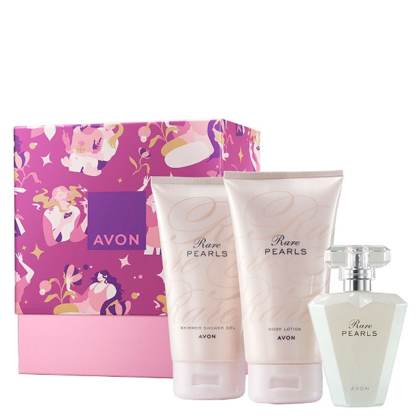 AVON RARE PEARLS GIFT SET 3 COSMETICS BOX