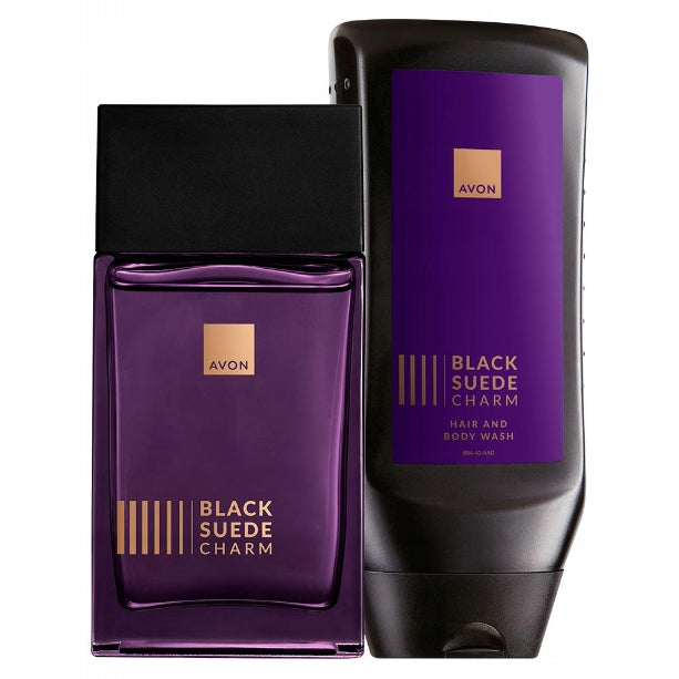 AVON SET BLACK SUEDE CHARM 2 COSMETICS EAU DE TOILETTE 100 ML + GEL 250