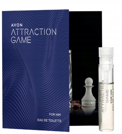 AVON Samples ATTRACTION GAME Eau de toilette leaflet male sample for Him