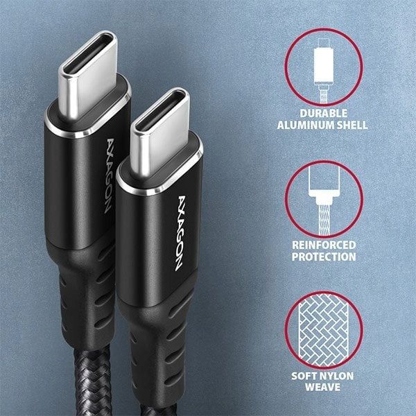 AXAGON BUCM-CM10AB, HQ kabel USB-C <-> USB-C, 1m Color black