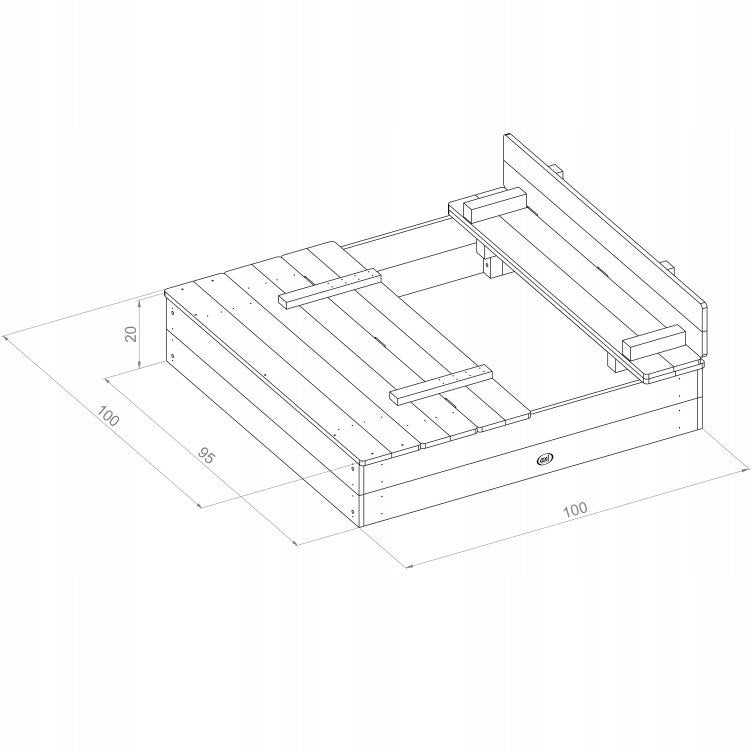 AXI Wooden Sandbox Ella Rainbow Covered with Benches Length 100 cm