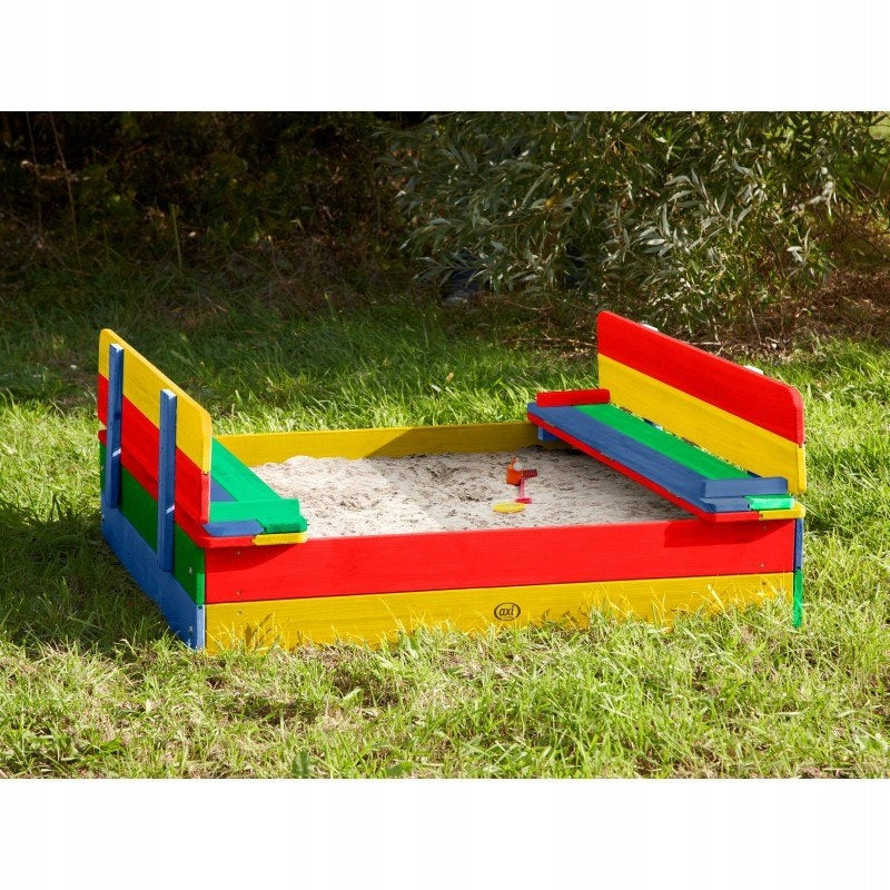 AXI Wooden Sandbox Ella Rainbow Covered with Benches Packaging status original