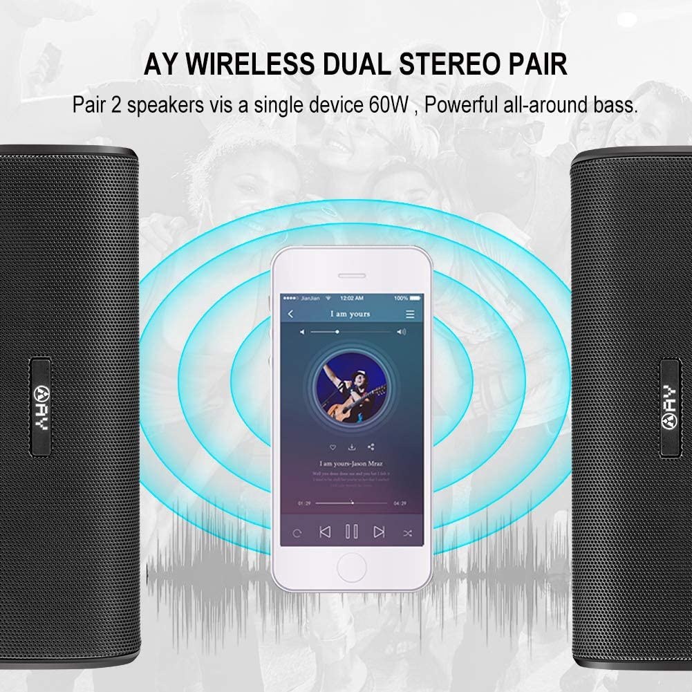 AY AY-SPKF4 Bluetooth IPX7 Portable Speaker Batteries included yes