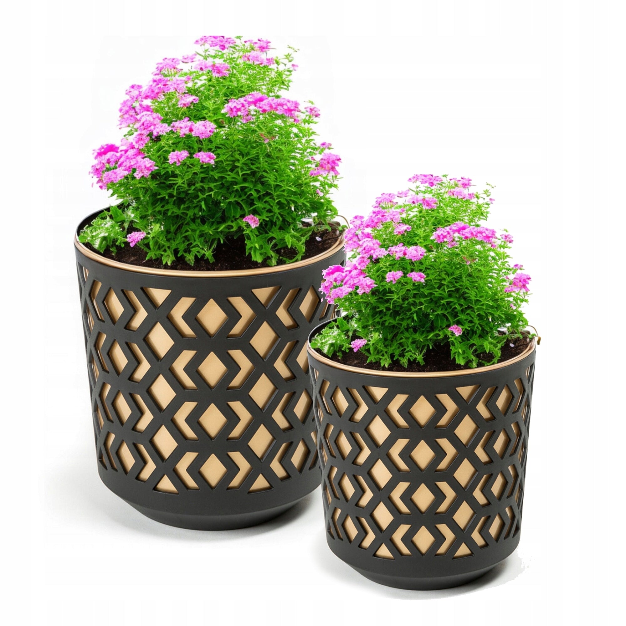 AZTEK flower pot 19.5 h20 k-Black + w-Golden Light Material synthetic material