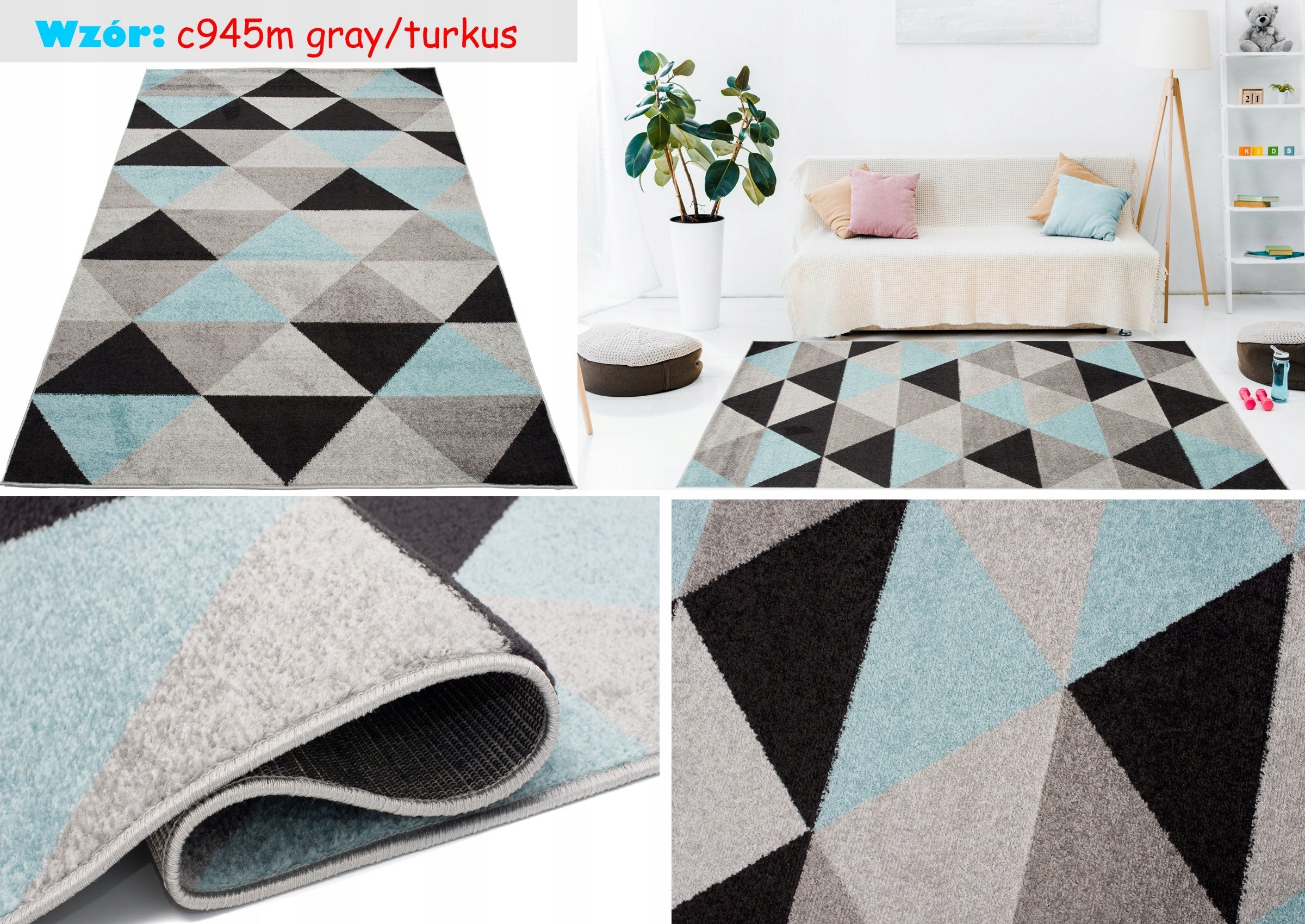 AZUR CARPET 120x170 Frieze Fashionable Modern Colorful Pastel Soft Thickness 9 mm