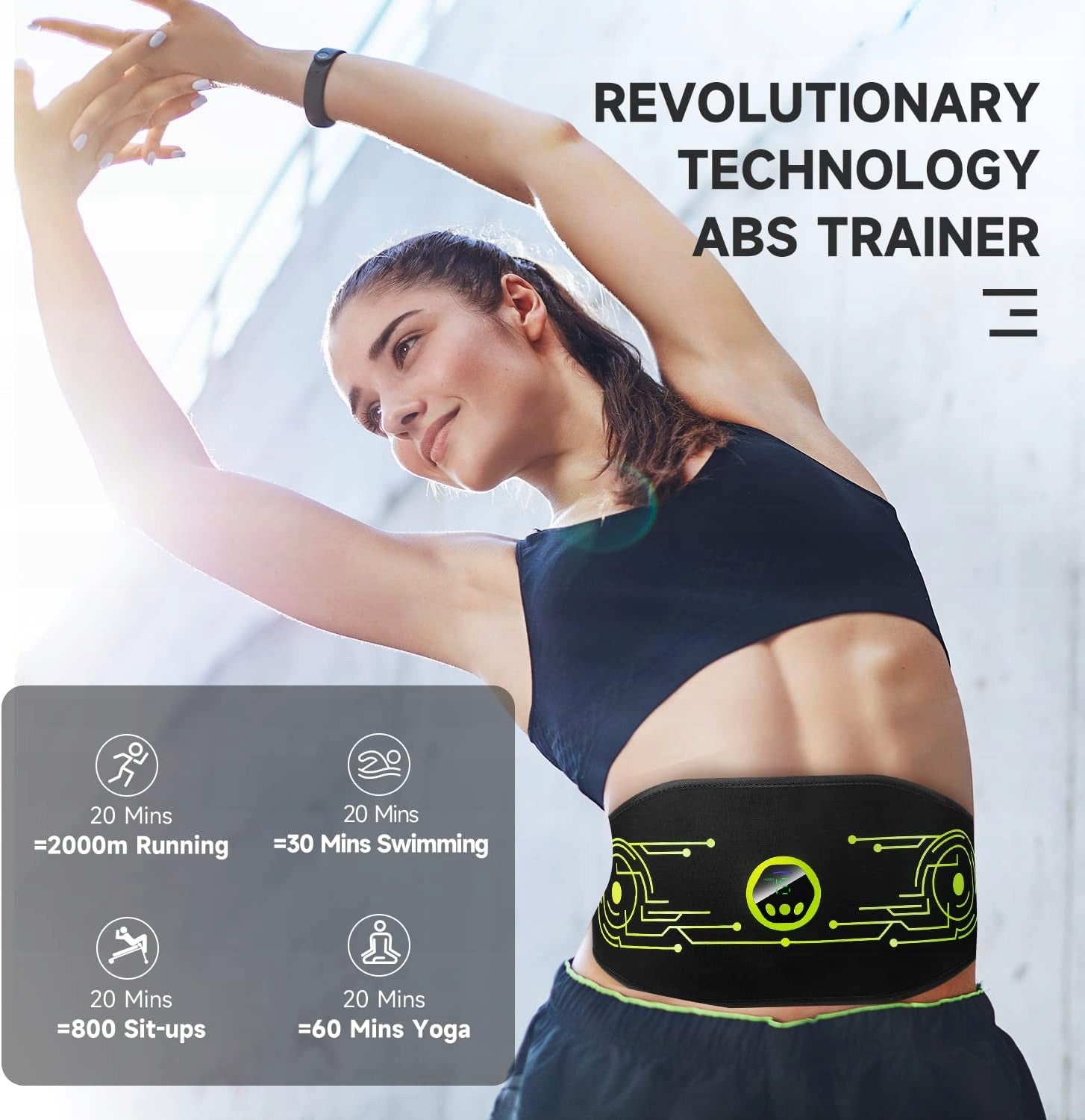 Abdominal Muscle ElectroStimulator Slimming Belt ABS 6 Modes UNIVERSAL Color black