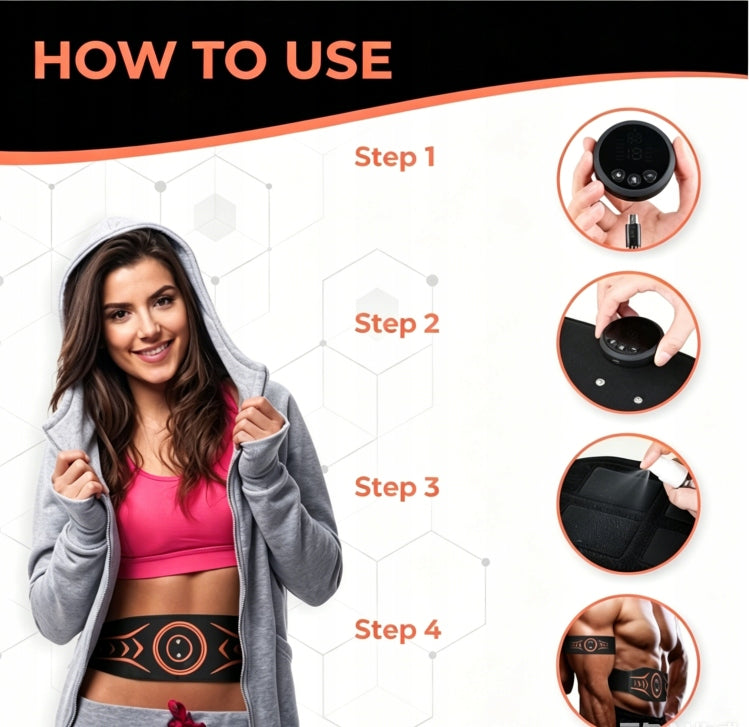 Abdominal Muscle ElectroStimulator Slimming Belt ABS 8 Modes UNIVERSAL Size universal