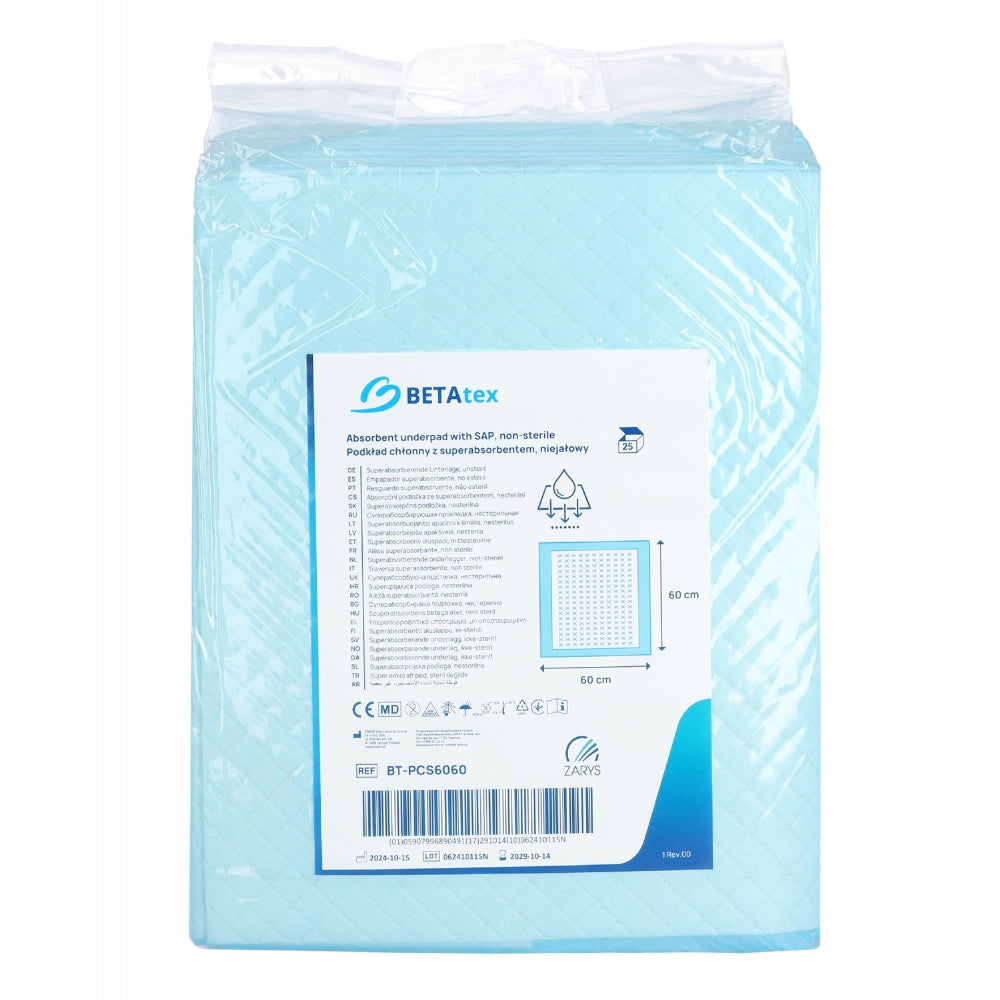 Absorbent foundations PREMIUM SAP 60x60 hygienic BETAtex+ by ZARYS 25 pcs. Medical device type medical device or in-vitro diagnostic medical device