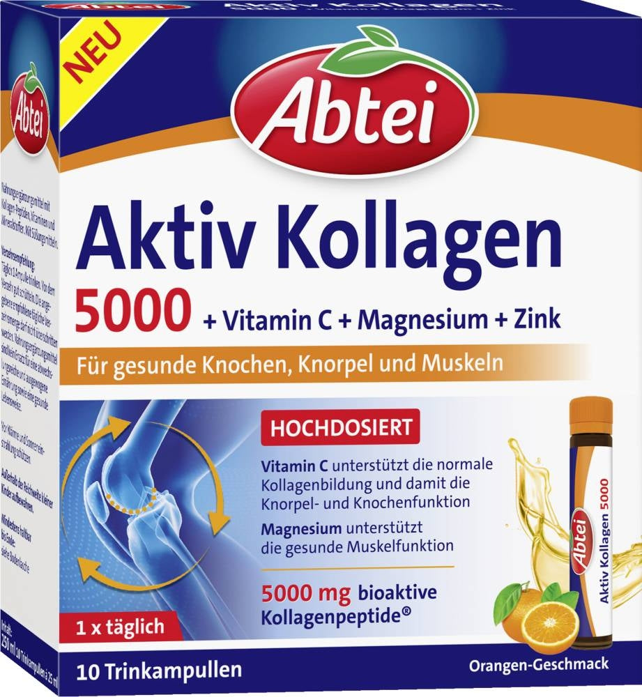 Abtei Ampoules Collagen5000 WitC Magnesium Zinc Muscle Joints 10pcs Germany