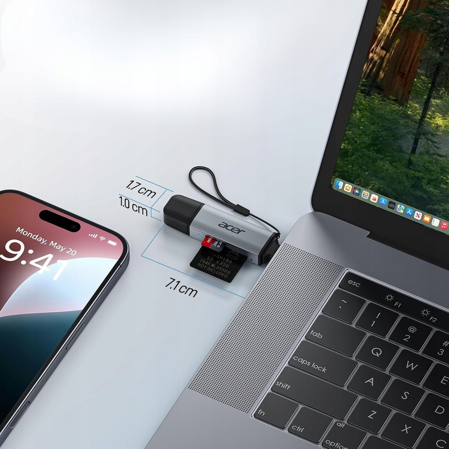 Acer Card Reader SD / Micro SD USB-C and USB 3.0 2in1 SDHC SDXC MicroSD Manufacturer code Acer Czytnik Kart SD / Micro SD