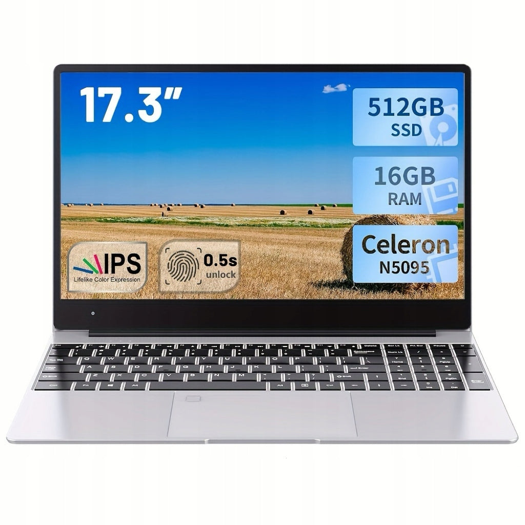 Acmine 17.3" Large screen Laptop Celeron N5095, 16GB RAM, 512GB SSD Manufacturer code 6921629748316