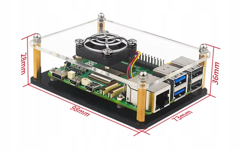 Acrylic Case for Raspberry Pi 5 Stackable Cluster with Fan Packaging status original
