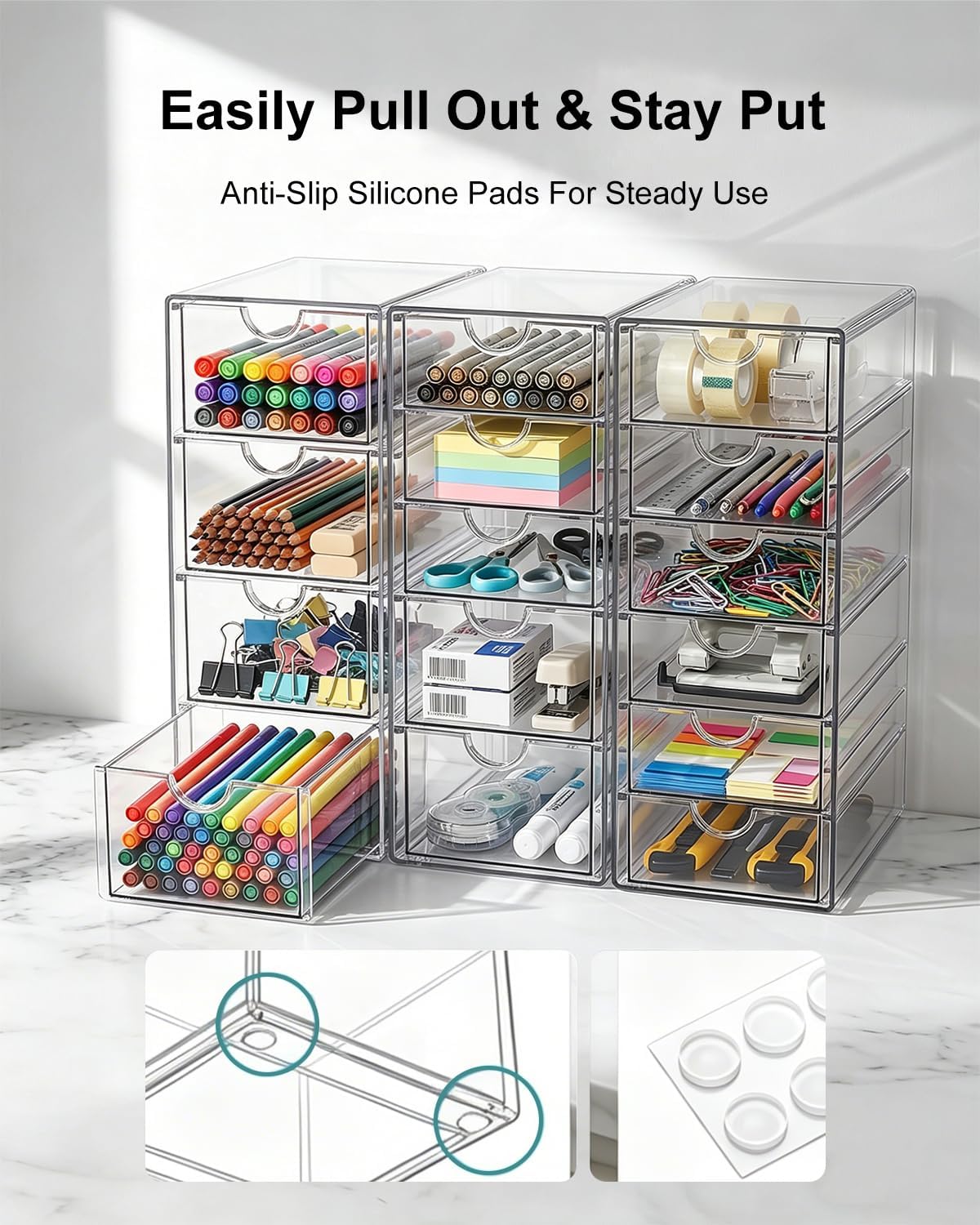Acrylic Office Organizer – 15 Drawers, Set of 3 | Transparent Organization