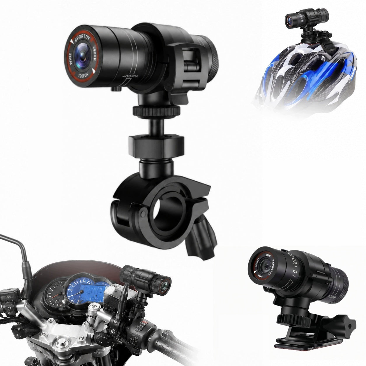 Action Camera With Battery 2.5h 1080p 120° Wide Angle Waterproof