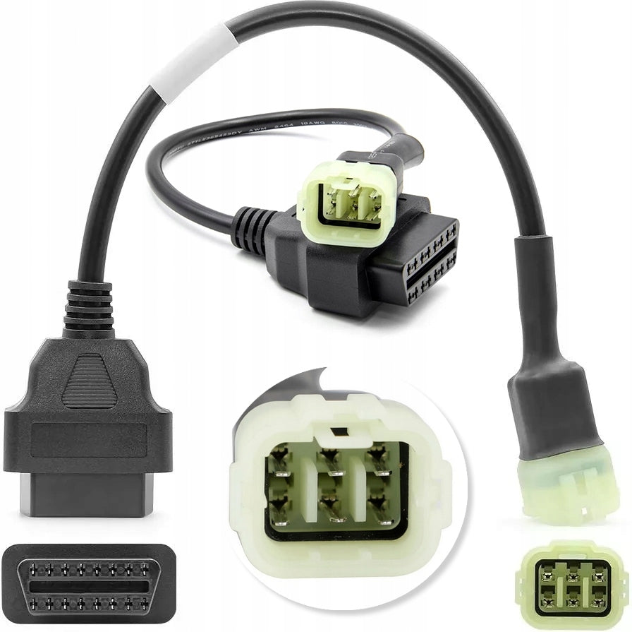 Adapter Cable for KAWASAKI 6 pin 6pin OBD2 OBDII 16pin