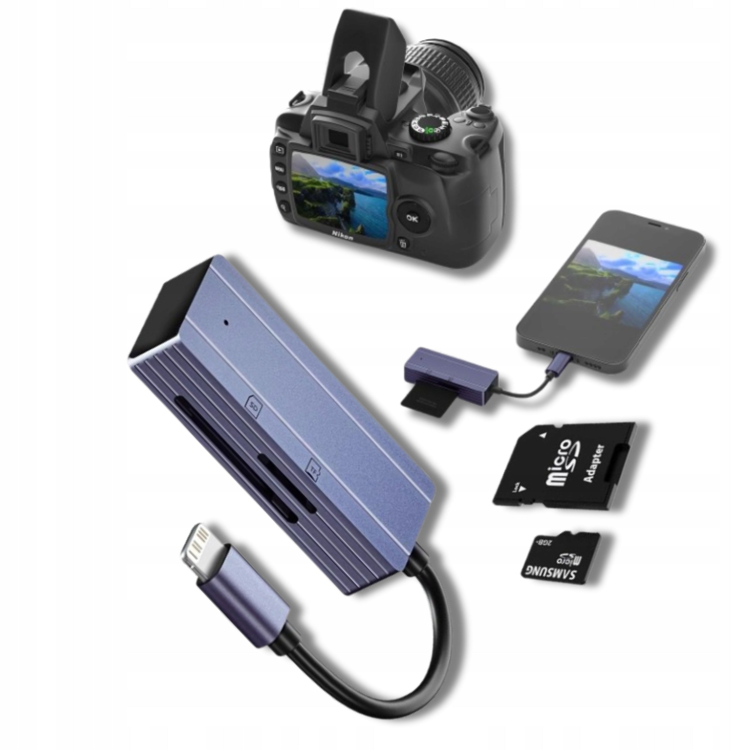 Adapter Card Reader Plug&Play Usb 3.0 Usb-C Sd MicroSd Sdhc Tf 480 mb/s