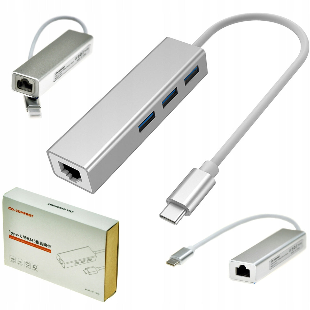 Adapter TYPE C 3x USB ETHERNET Adapter Network LAN Card RJ45 COMFAST
