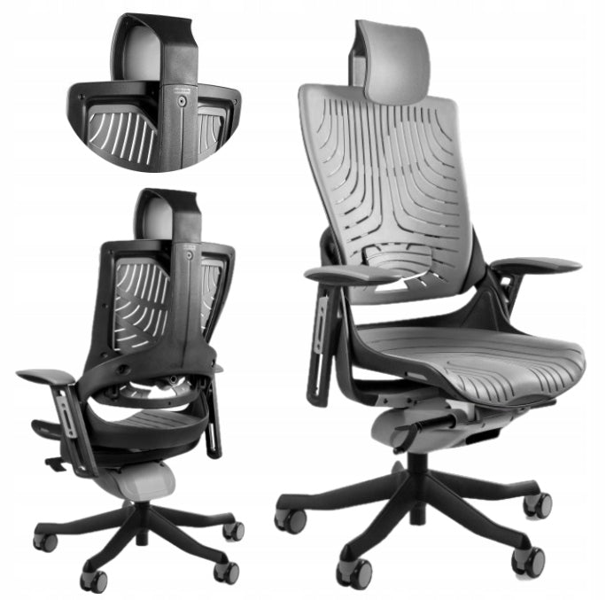 Adaptive swivel office chair black/grey elastomer design NORMA BHP