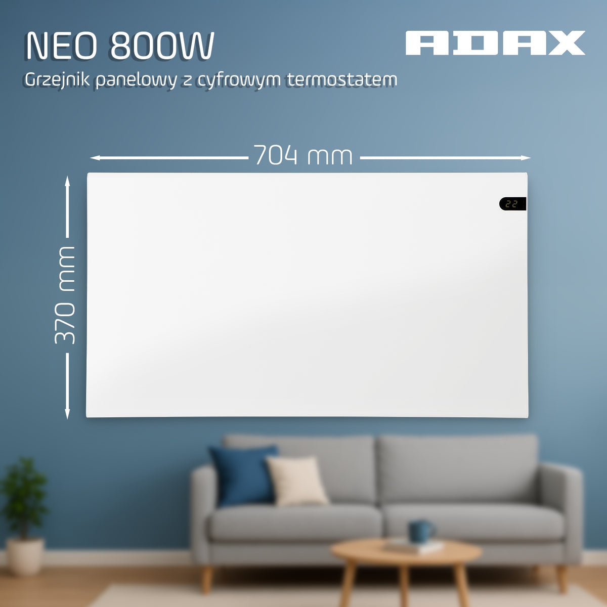 Adax Neo NP - convector, modern electric heating, 800W Packaging status original