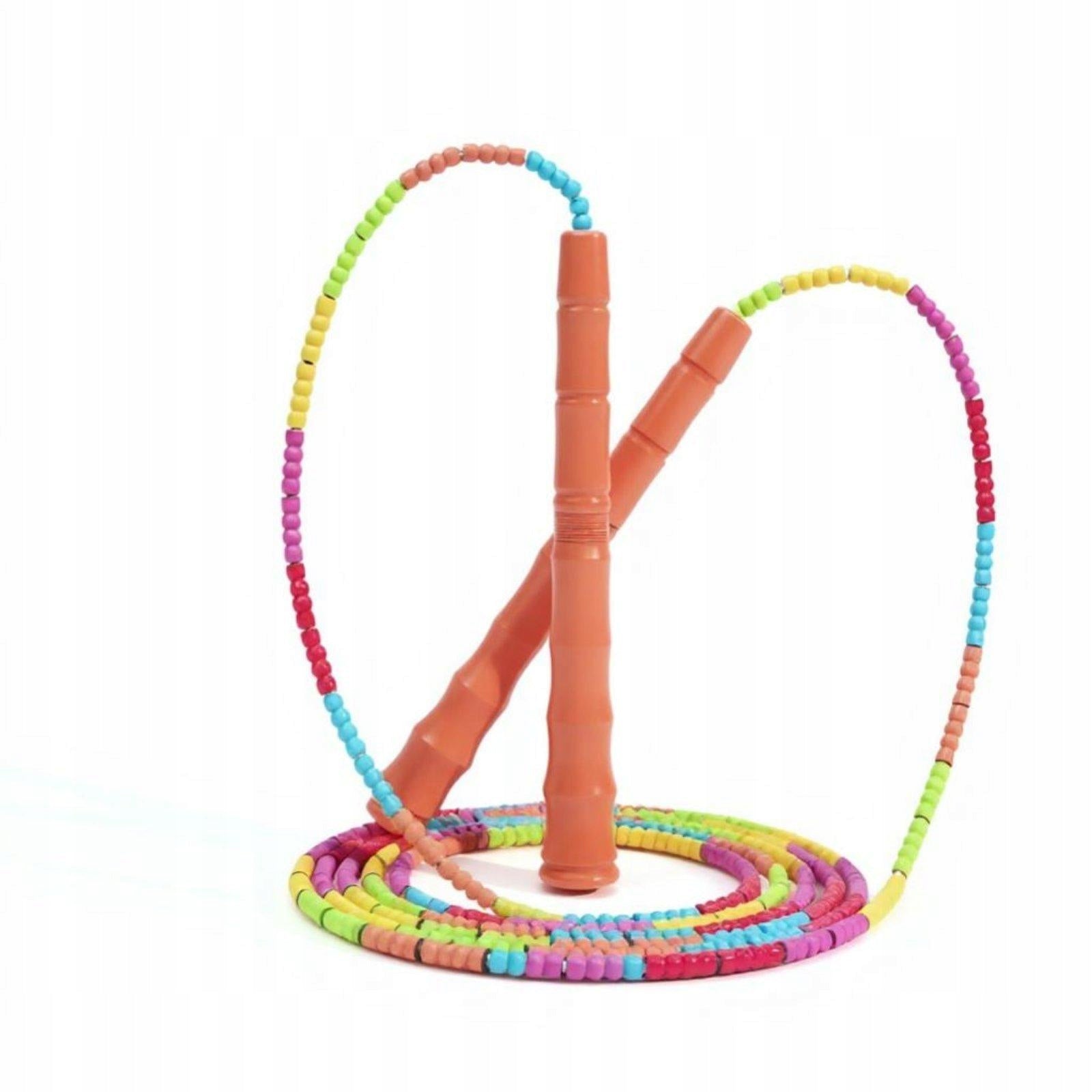 Adjustable Beaded leap Rope, Bamboo Segment, Fitness Skipping Rope Orange