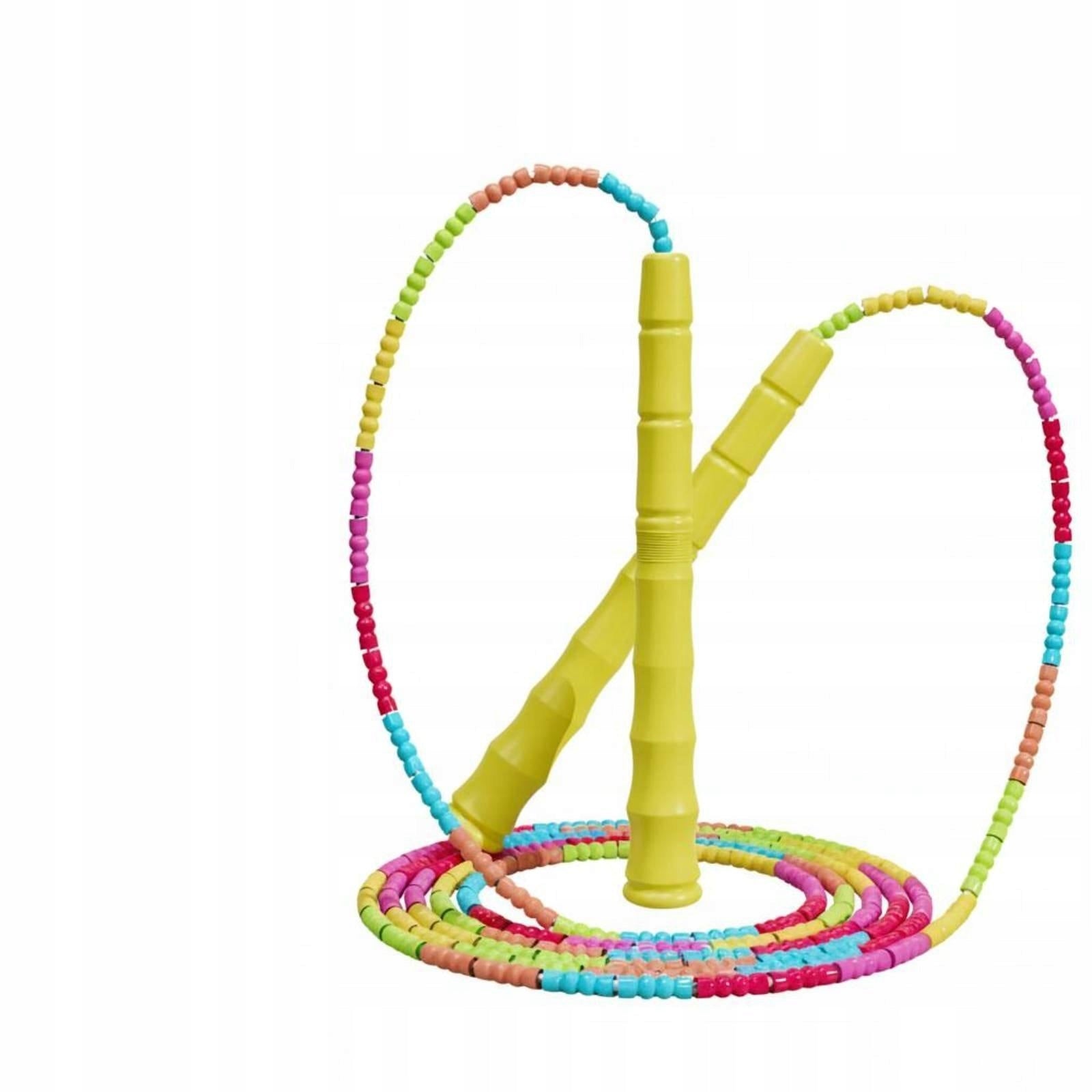 Adjustable Beaded leap Rope, Bamboo Segment, Fitness Skipping Rope Yellow