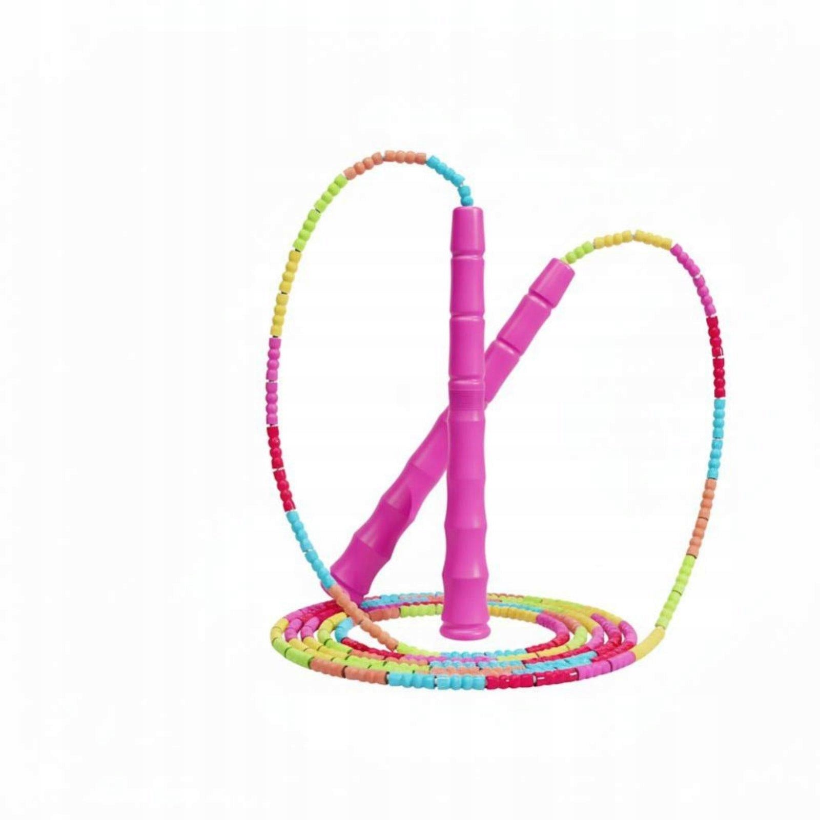 Adjustable Beaded leap Rope, Bamboo Segment, Fitness Skipping Rope for Pink