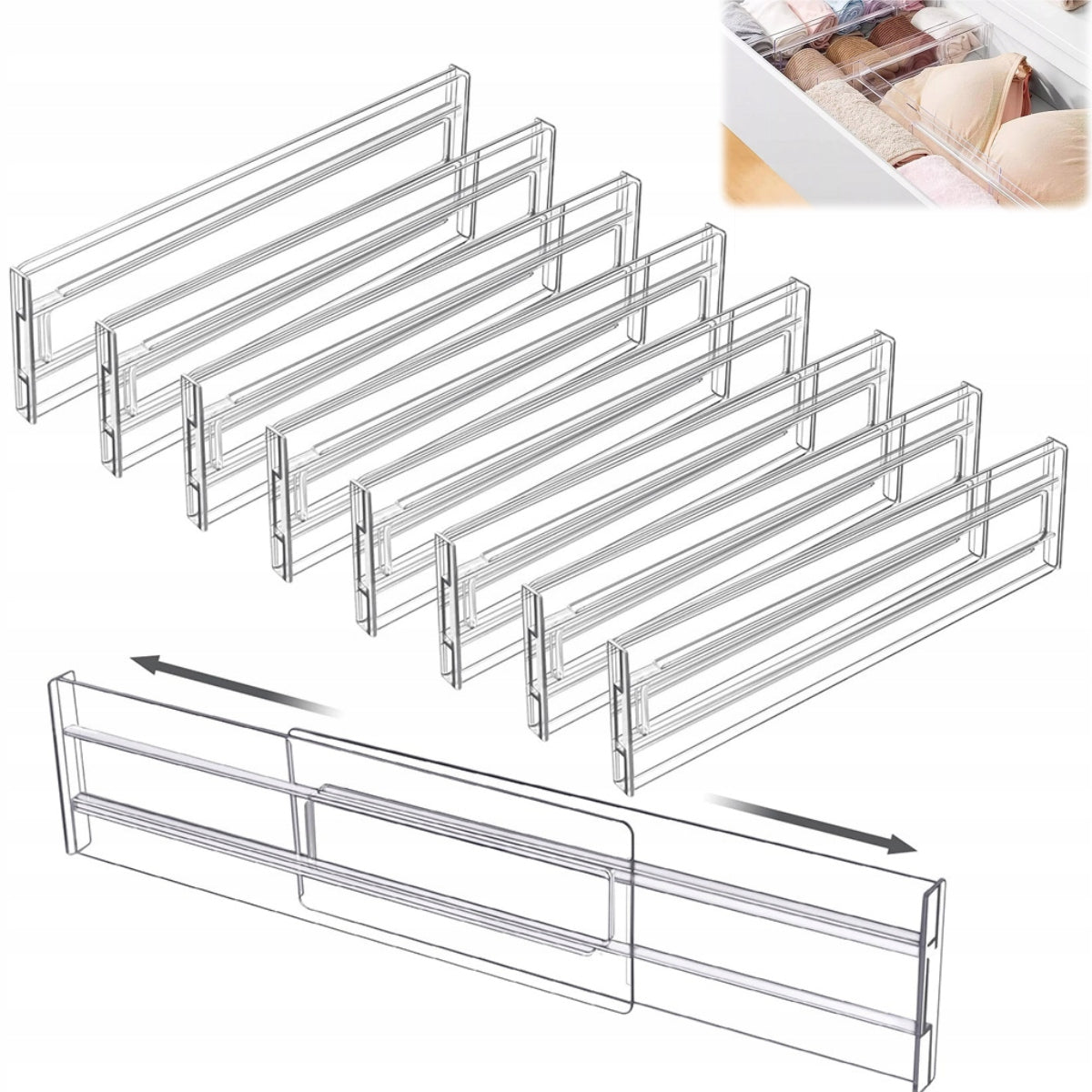 Adjustable Drawer Compartments Organizer for Shelves 8.szt